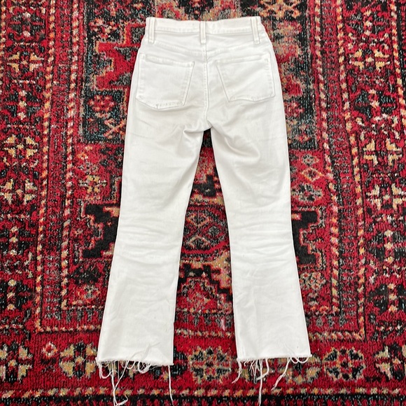 madewell cali demi-boot cut raw hem white jeans high waisted rise - Picture 3 of 5